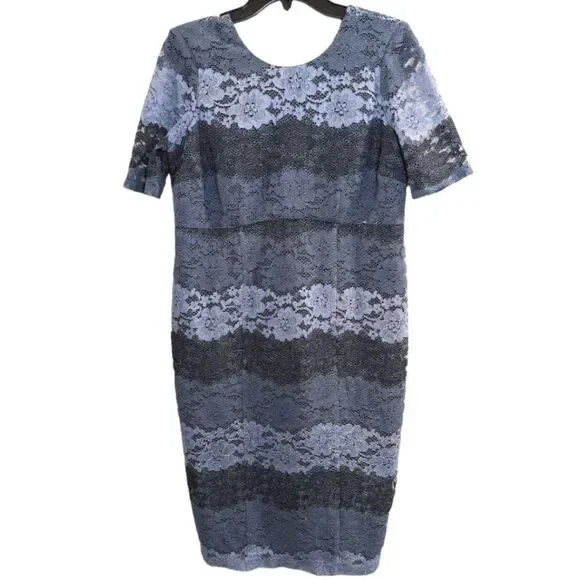 A Pea in the pod Maternity Blue floral Lace formal short sleeve shift dress S - Picture 2 of 6